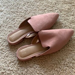 A New Day, pink suede mules, size 7